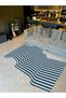 Rio Collection Navy Blue White Wavy Pattern Asymmetrical Detail Woven Base Modern Decorative Carpet Rio8 - 2