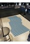 Rio Collection Navy Blue White Wavy Pattern Asymmetrical Detail Woven Base Modern Decorative Carpet Rio8 - 3