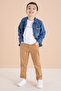 Blue Jean Shirt, Text Printed T-Shirt, Boy's Trousers, 3-Piece Set - 2