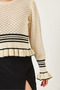 Women's Ecru Black Ruffled Knitwear Sweater 20246872 - 5