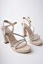 Women's Leather Platform 3 Stone Heeled Shoes - 2