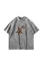 Leopard Falling Star Oversize Unisex Washable White Tshirt