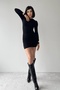 Women's Black Stretchy Sandy Fabric Skirt Gathered Design Mini Evening Dress 286 - 6