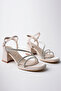 Women's Leather Stripe Stone Cross Thick Heeled Shoes