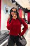 Red Half Turtleneck Braided Knitwear Women's Sweater Mg2257 - 2