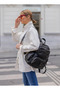 Black Wash Leather Women's Multi-Compartment Backpack - 3