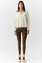 Natan Women's Stand Collar Zippered Print Detailed Relaxed Ecru Sweatshirt - 2