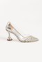 Women's Silver Transparent Crystal-Stone Goblet Wedding and Engagement Stiletto-Heel Formal Shoes - 8