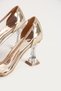 Women's Gold Rose Transparent Crystal Stone Goblet Wedding and Engagement Stiletto Heeled Evening Dress Shoes - 8