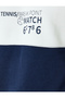 Crew Neck Color-Blocking Raised Cotton Blended Slogan Printed Sweatshirt - 6
