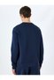 Crew Neck Color-Blocking Raised Cotton Blended Slogan Printed Sweatshirt - 4