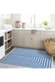 Crescent Collection White Blue Stripes Patterned Woven Base Modern Decorative Carpet Hilal49 - 2