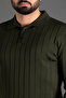 Intelligent Exclusive Men's Khaki Textured Striped Polo Trick Sweater - 2