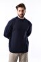 Navy Blue Crew Neck Overfit Men's Knitwear Sweater E7402 - 5