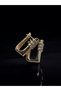 Women's 3 Row Zircon Stone Steel Earrings - 4