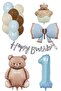 Retro 1 Year Old Teddy Bear Themed Baby Boy Concept Birthday Set - 2