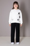 Black Bowknot Wide-Leg Pants Girls' Set 19880 - 2