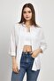 Beyaz Relaxed Fit Rahat Kesim Basic Gömlek - 6621a - 2
