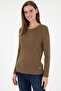 Women's Khaki Crew Neck Sweater 50297095 -Vr027 - 3