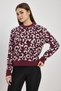 Burgundy Leopard Detail Knitwear Sweater 24342 - 7