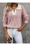 Polo Neck Knitted Patterned Women's Powder Knitwear Sweater