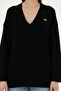Women's Black V-Neck Sweater 50297120 -Vr046 - 6