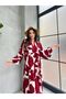 Teseeür Funda Pattern Burgundy Color New Season Viscose Dress - 3