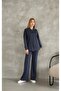 Oversized Zippered Grass Detail Wide Leg Modal Fabric Tracksuit Set - 3