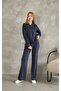 Oversized Zippered Grass Detail Wide Leg Modal Fabric Tracksuit Set - 2