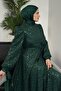 Emerald Bow Satin Evening Dress - Hilly Sleeves - 3