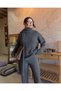 Women's Anthracite Scarf Hair Braided Pants Sweater Scarf Set of 3 - 4