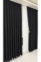 Velvet Textured Luxury Background Curtain Black Close Pleat (Single Wing) - 6