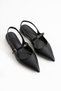 Icon of Elegance Women's Black Matte Pointed Toe Buckle Comfortable Heeled Ballerina Shoes - 6