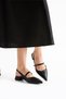 Icon of Elegance Women's Black Matte Pointed Toe Buckle Comfortable Heeled Ballerina Shoes - 5