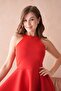 Women's Red Stretchy Diver Fabric Sleeveless Flared Mini Dress 2165 - 7