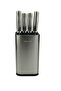 ,Stainless Steel,knife Set,6Pcs,(4knives+stand including sharpener),Silver Color.