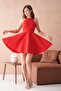 Women's Red Stretchy Diver Fabric Sleeveless Flared Mini Dress 2165 - 4