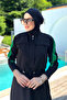 Sports Lycra Full Closed Hijab Swimsuit Silver 4578 Black