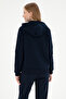 Women's Navy Blue Hooded Sweatshirt 50296338-Vr033 - 5