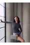 Women's Dark Gray Long Sleeve Finger Snap Body - 2