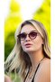 Women's Sunglasses Oval Design Claret Red Frame Claret Red Glass