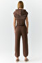 Elenora Women's Hooded Off-Shoulder Brown Sweatshirt - 6