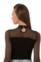 Özkan 22779 Women's Cotton Front Tulle Detailed Long Sleeve Half Turtleneck Hooked Snap Fastener Bodysuit - 5