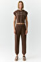 Drea Women's Brown Sweatpants with Elastic Waist and Legs - 3