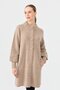 كارديجان نسائي طويل من الصوف ذو ياقة عالية باللون البيج - 2