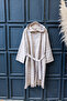 Horizontal Beige Raised Terry Peshtemal Fabric Bathrobe - 100% Cotton, 285 Gsm, Lightweight and Soft