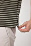 Violes Men's Striped Slim Fit 100% Cotton Khaki Polo Neck T-Shirt - 4