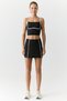Maria Women's Stripe Piping Detailed Slit Soft Black Skirt - 2