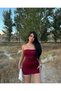 Women's Burgundy Mini Strapless Dress
