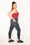 Women's Large Size Navy Blue 5 Pocket Lycra Super Skinny Jean Trousers 65n35381 - 4